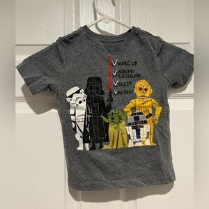 Old Navy Star Wars 3T "Collectabilitees" Gray Short Sleeve Checklist T Shirt